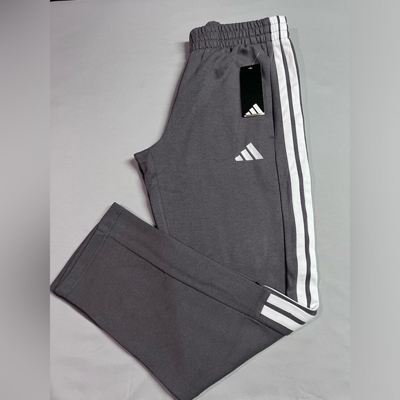 Adidas Sportswear 3-Stripe Fleece Joggers Charcoal Grey White Logo NWT - Picture 5 of 6